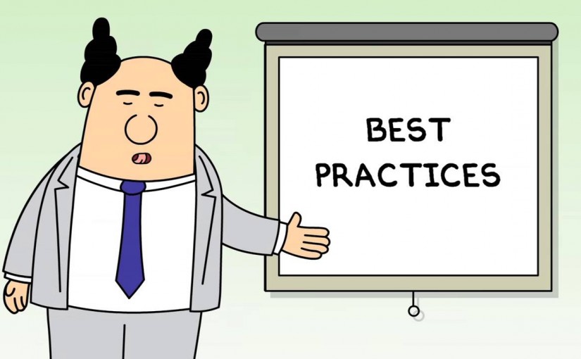 sign that reads "best practices"